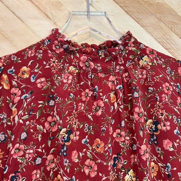 NWOT Forever 21 Floral Long Sleeve Chiffon Tiered Dress Size L - Picture 2 of 7